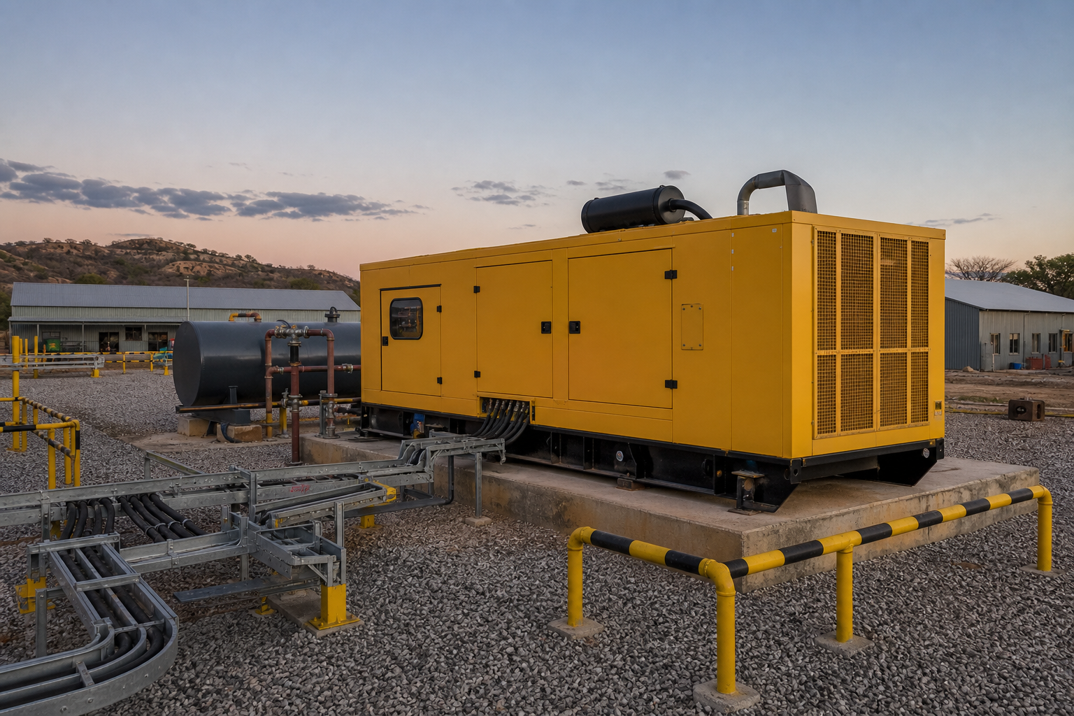 Enclosed diesel generator installed at a remote mine power pad